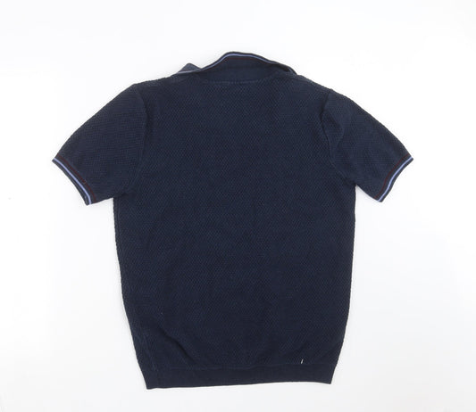 Easy Mens Blue Geometric Polo Size L