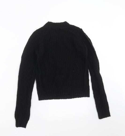 Miss Evie Girls Black Knit Pullover Jumper Size 9-10 Years - cold Shoulder