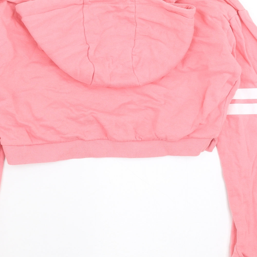 Brand and care label for Miss Evie girls’ pink pullover hoodie, size 11-12, years - cropped