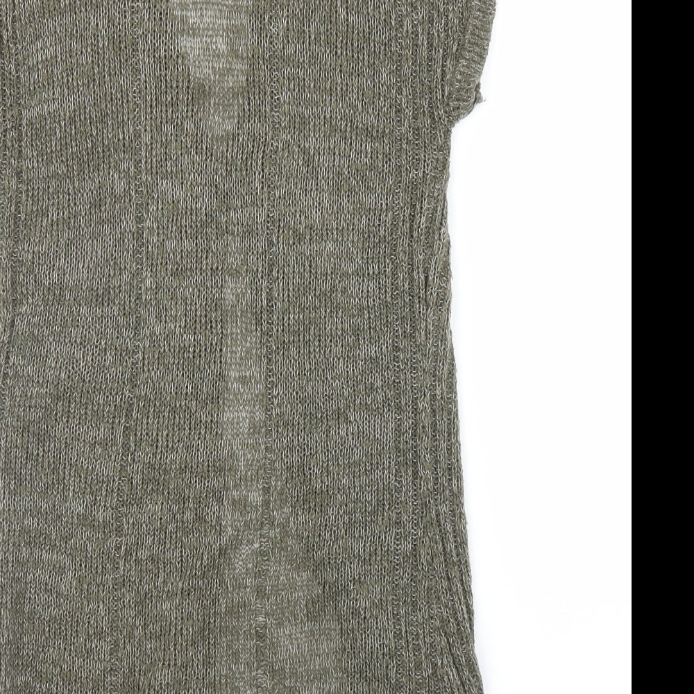 Brand and care label for Vivien Aron women’s green cardigan jumper, size UK 10