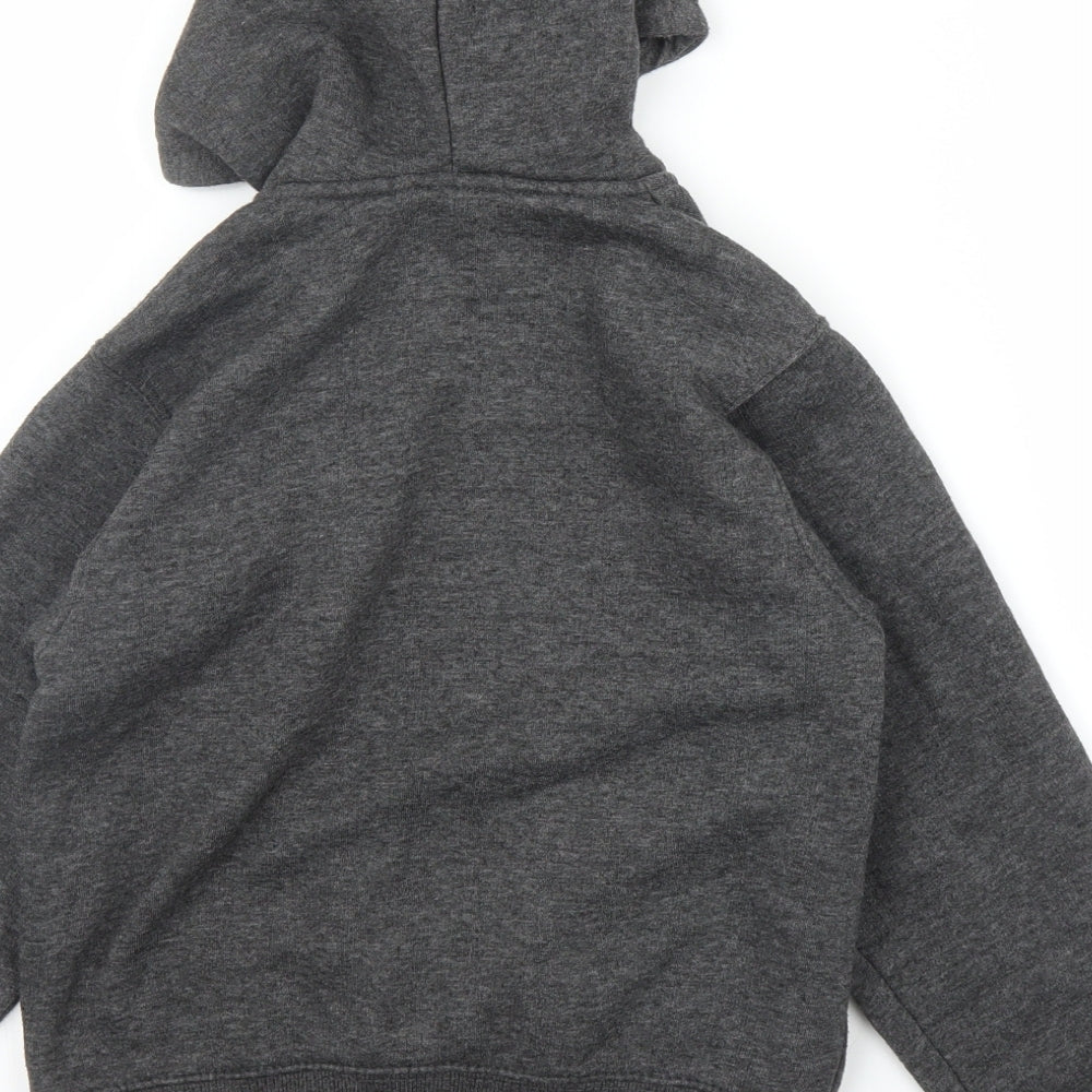 Brand and care label for A2Z 4Kids boys’ grey full zip hoodie, size 7, years