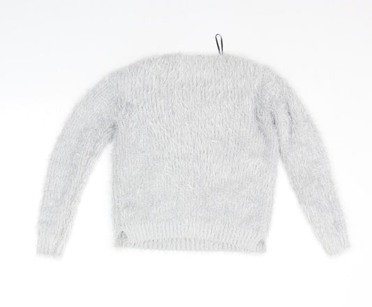 Womens UK Size S Divided Grey Pullover Jumper