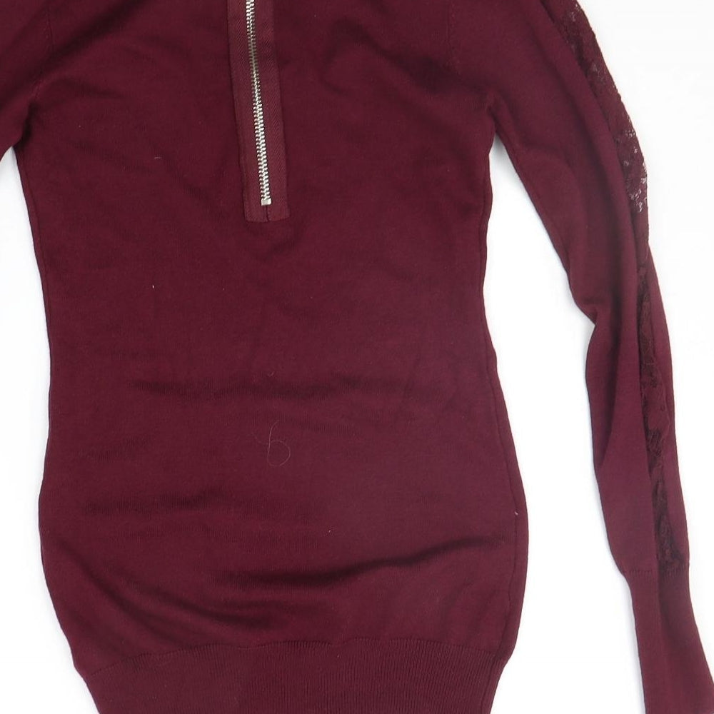 Womens UK Size 8 Apricot Purple Pullover Jumper