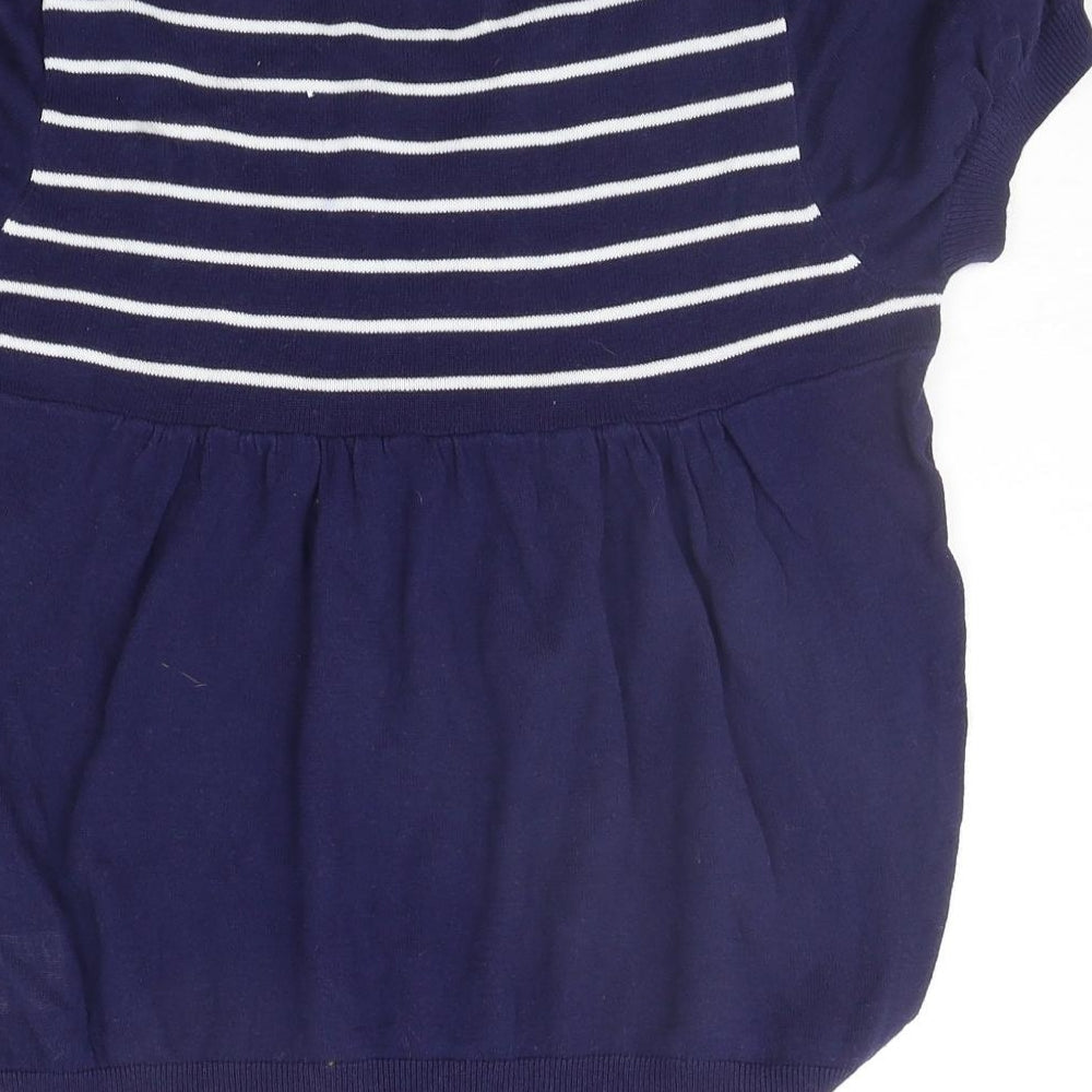 be beau Womens Blue Striped Pullover Jumper Size 10 - SEQUIN