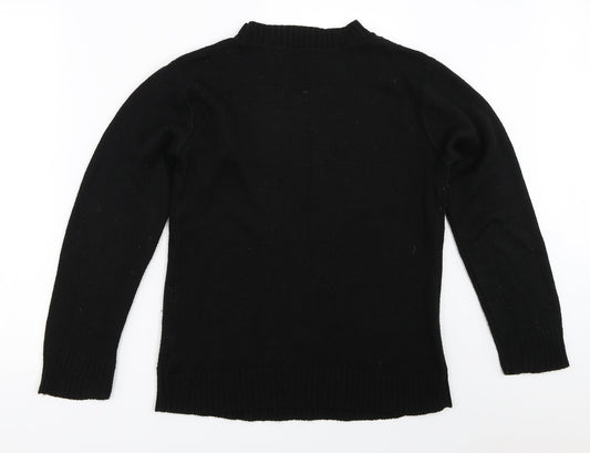 Dazzling Womens Black Pullover Jumper Size M - christmas reindeer rudolph