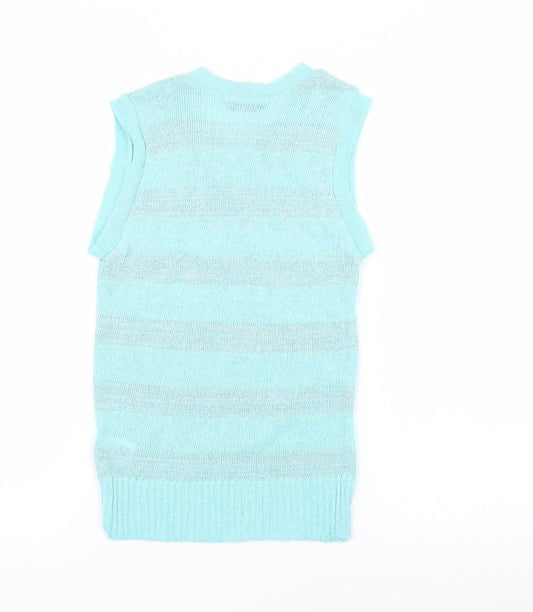 Black Pepper Womens Blue Striped Vest Jumper Size XL