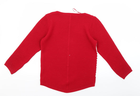 envy us Womens Red Striped Pullover Jumper Size M