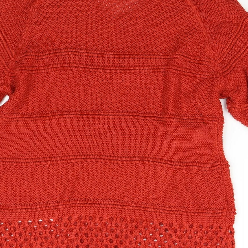 Brand and care label for F&F women’s orange knit jumper, size UK 12