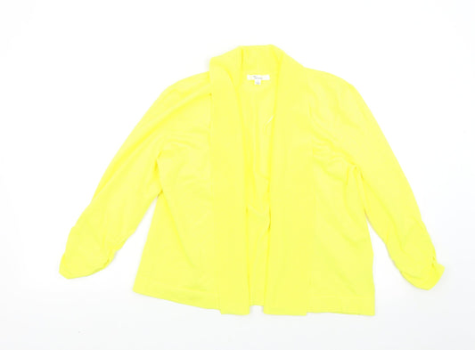Additional front view of 89th + Madison women’s yellow knit cardigan jumper, size L