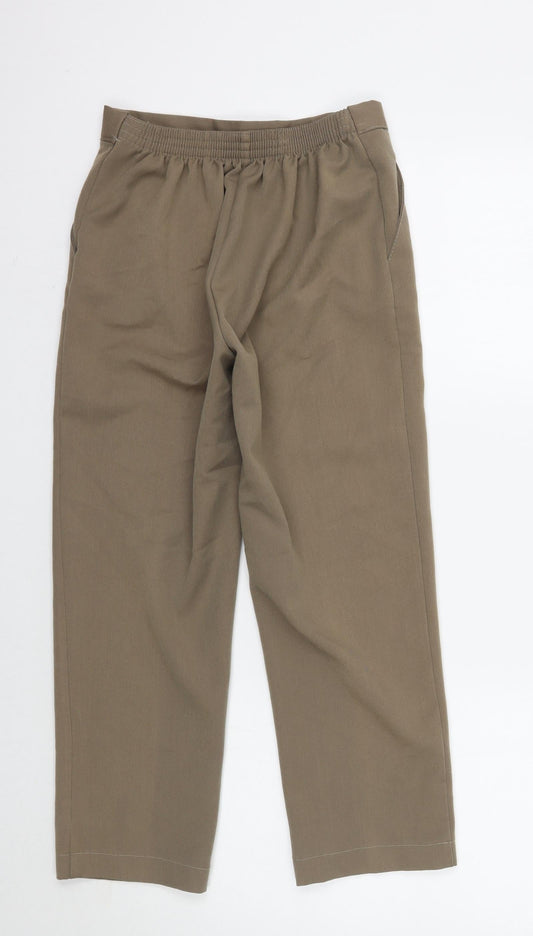 Womens UK Size 10 Emma Collction Regular Fit Cropped Beige Trousers