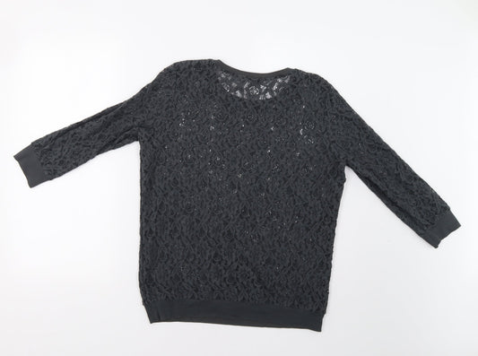 George Womens Grey Floral Basic Blouse Size 14