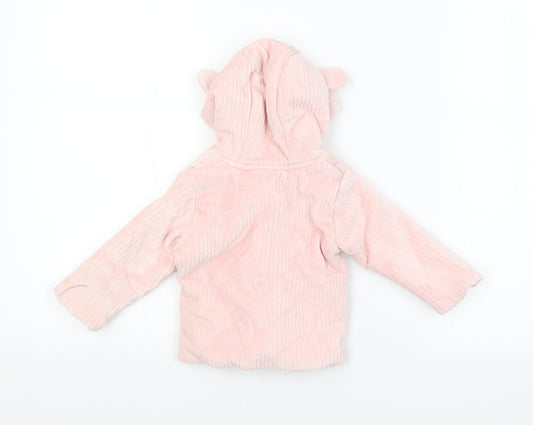M&S Girls Pink Basic Coat Coat Size 3-6 Months