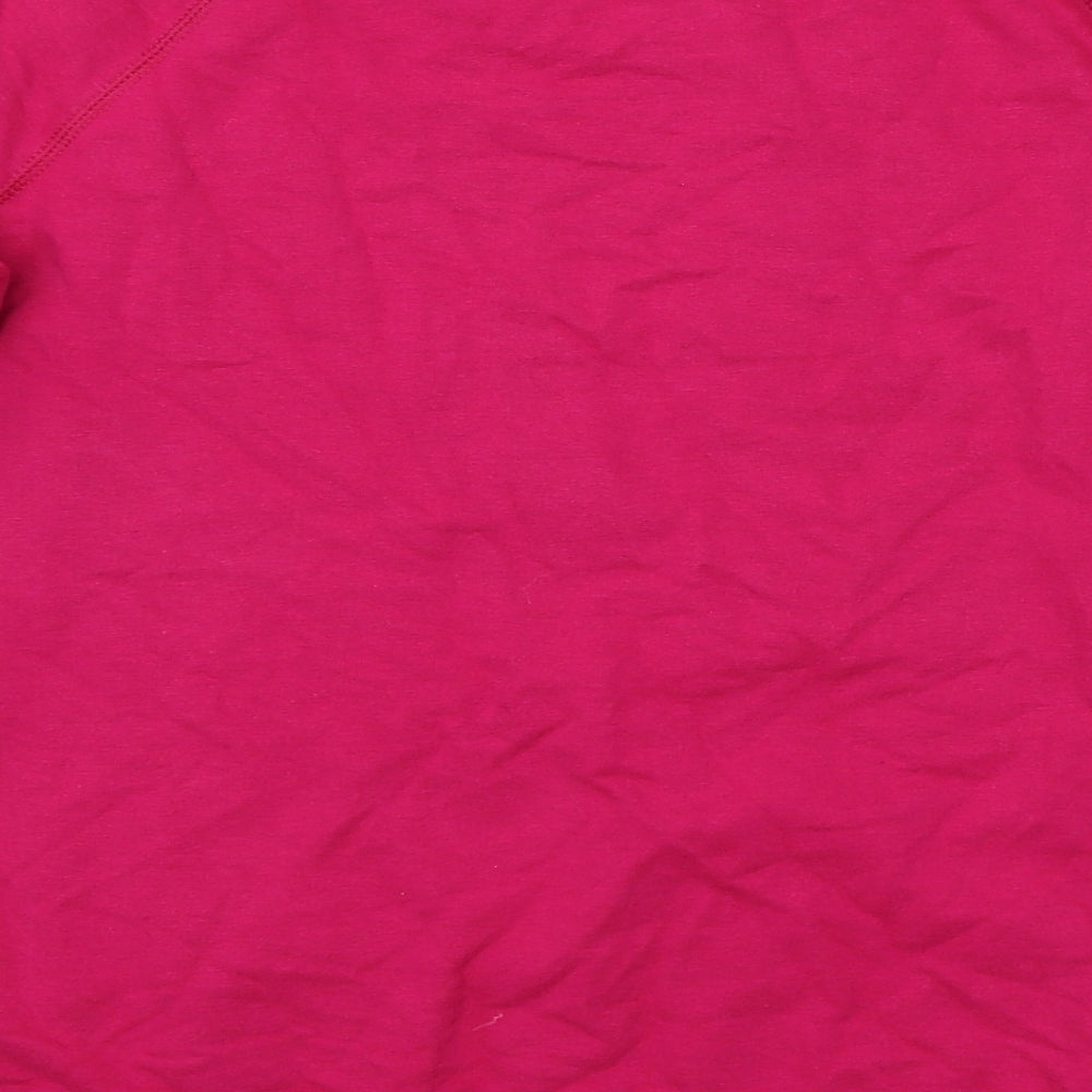Brand and care label for Decathlon women’s purple pullover sweatshirt, size L