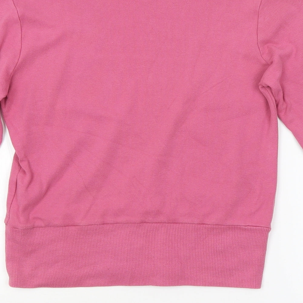 Brand and care label for FOXHOLE women’s pink jumper, size XL