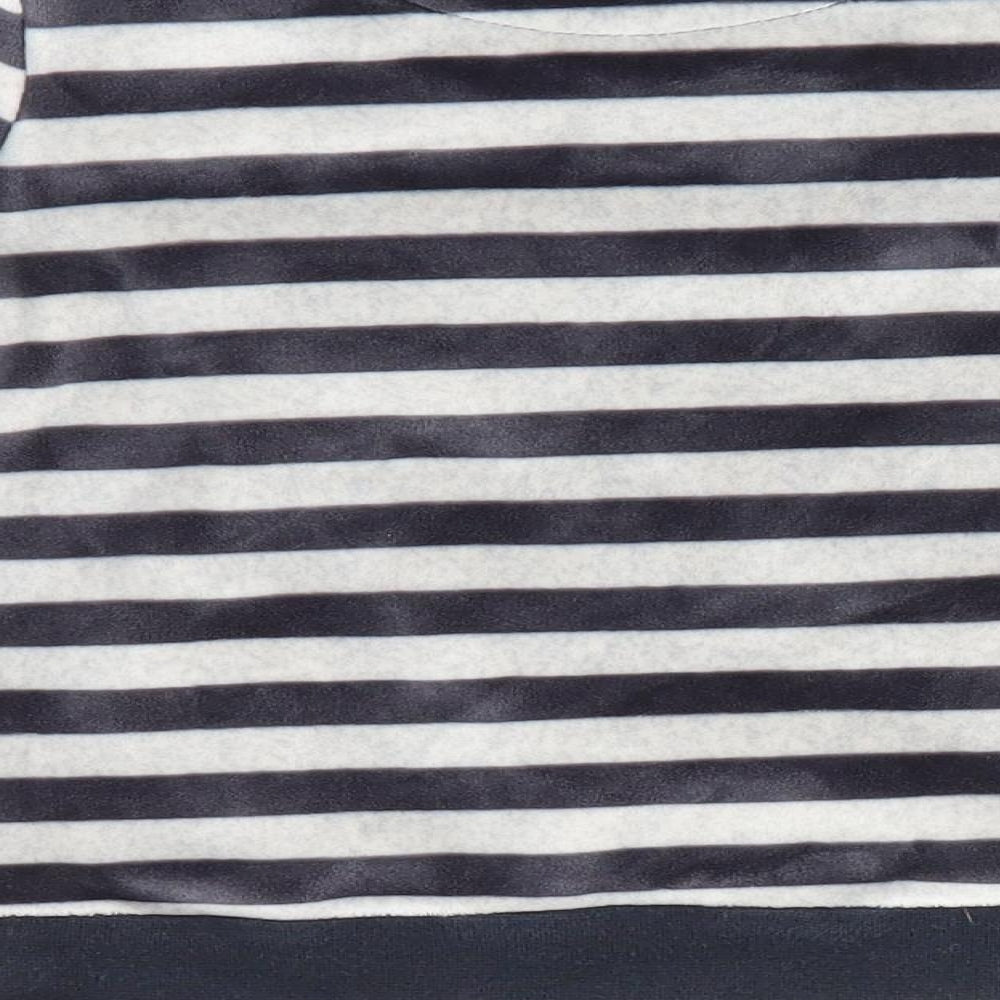 Brand and care label for Marks & Spencer girls’ black striped jumper - polar bear