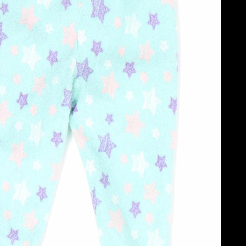 Brand and care label for Pep&Co girls’ green geometric pyjama pants, size 9-12, months - star print