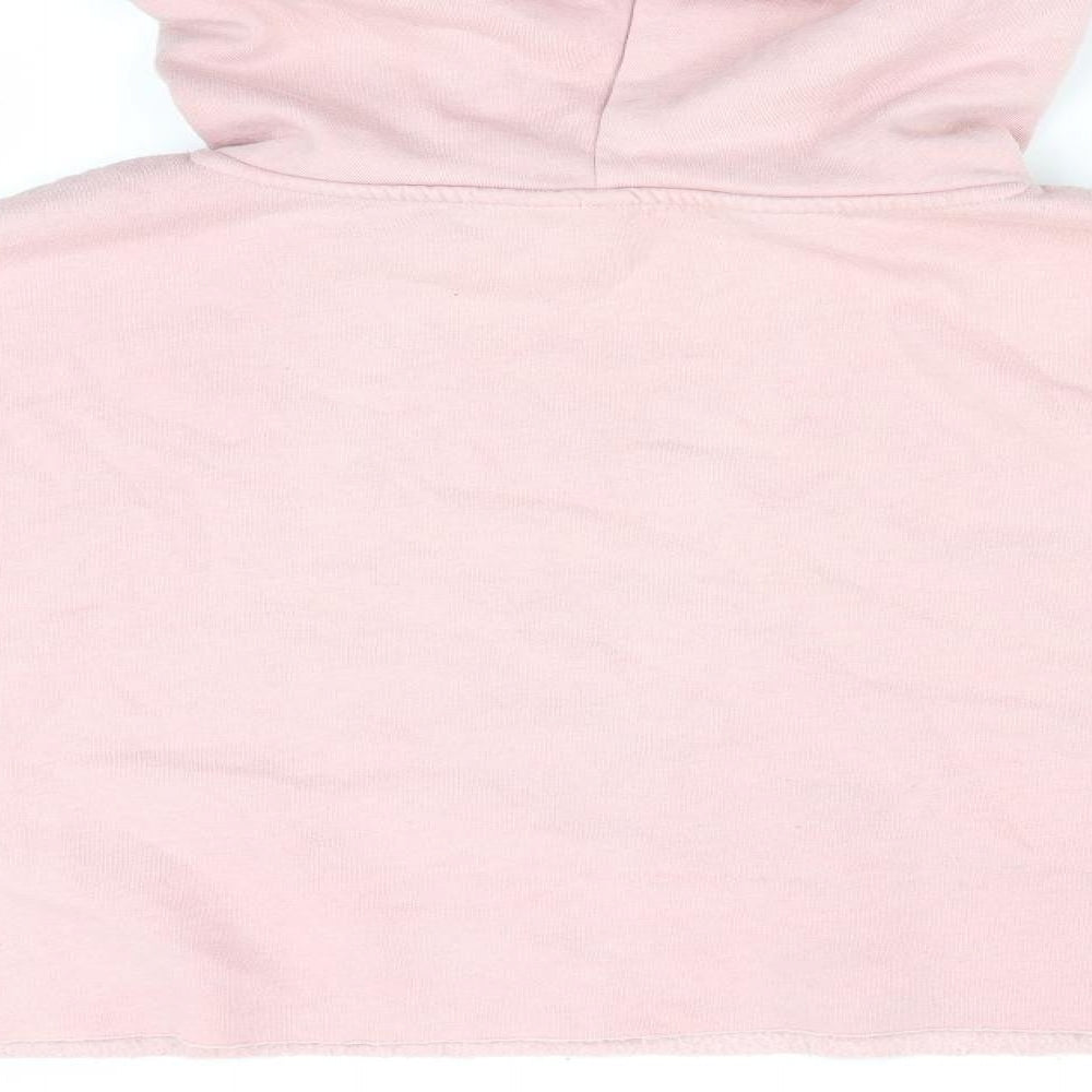 Brand and care label for Divided women’s pink pullover hoodie, size UK 10, - lovers over haters - cropped