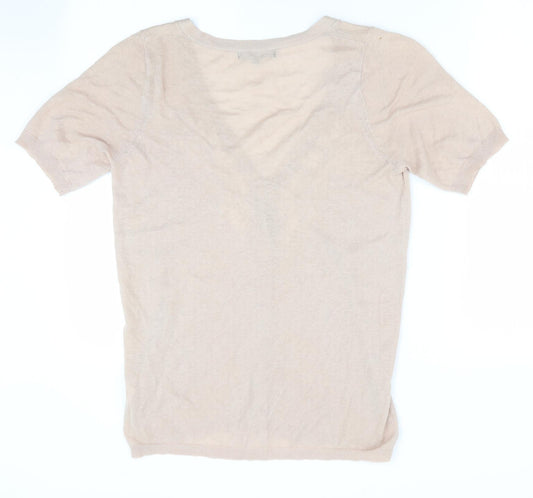 David Emanuel Womens Beige Floral Cardigan Jumper Size 10