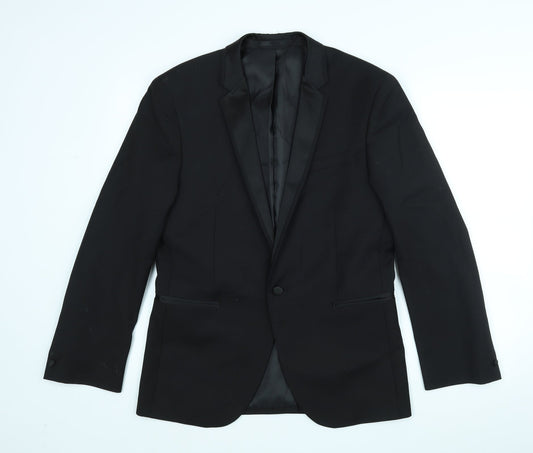 Mens UK Size B&W Regular Black Suit Jacket