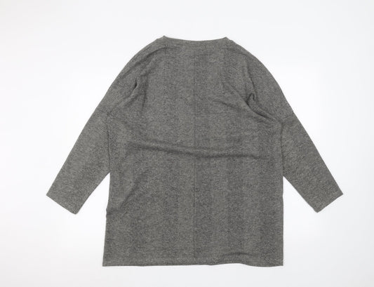 George Womens Black Striped Basic T-Shirt Size L