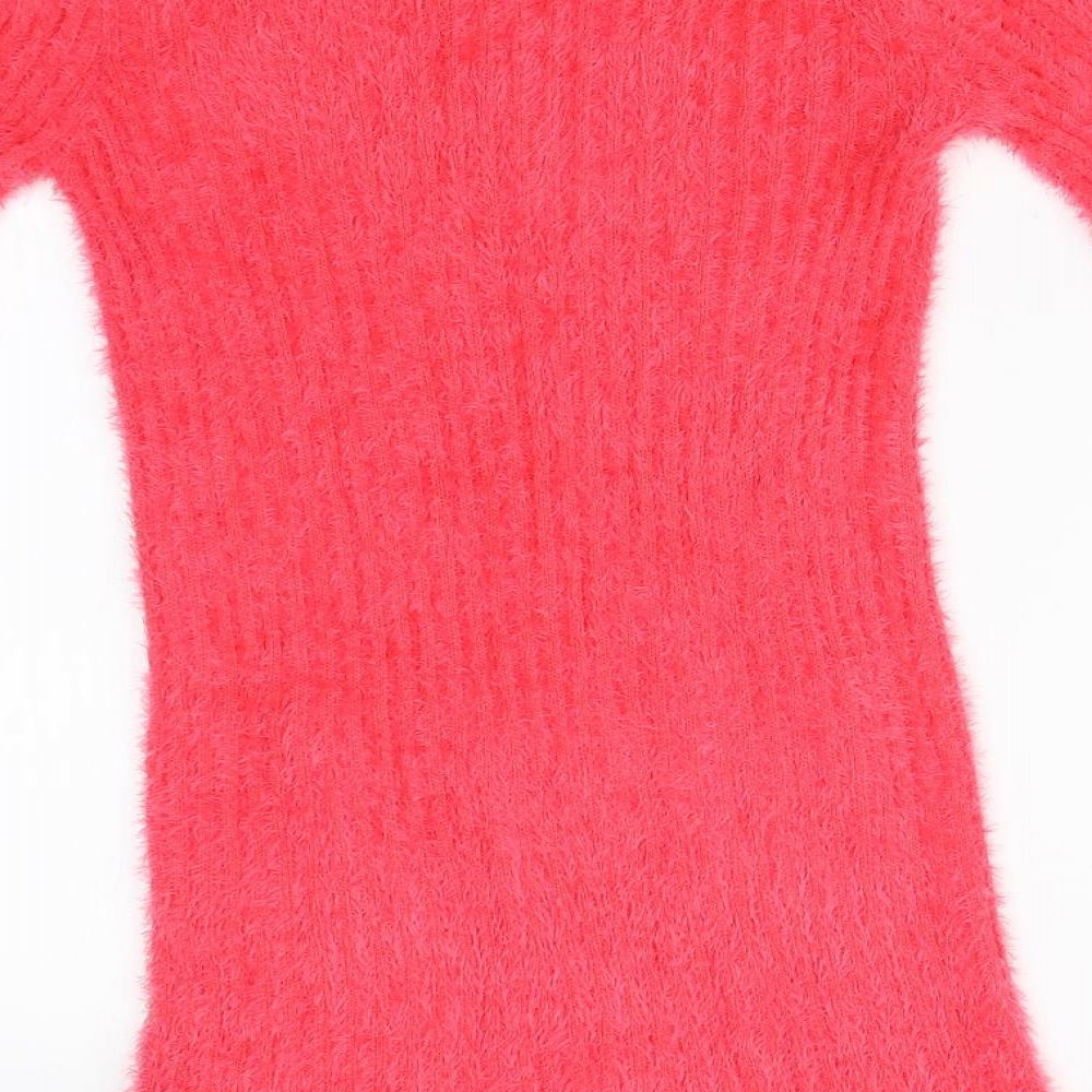 Brand and care label for NIYUFUSHI girls’ pink cardigan jumper