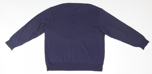 Preworn Mens Blue Geometric Pullover Jumper