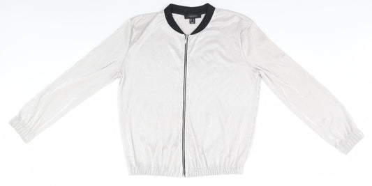 Womens UK Size 10 Atmosphere Silver Full Zip Jumper