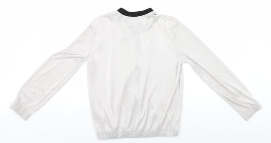 Womens UK Size 10 Atmosphere Silver Full Zip Jumper