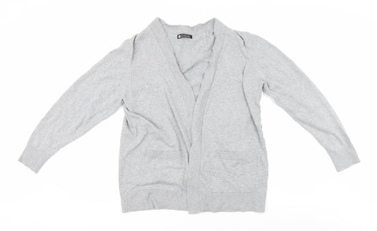 Additional front view of Avenue women’s grey cardigan jumper, size UK 12