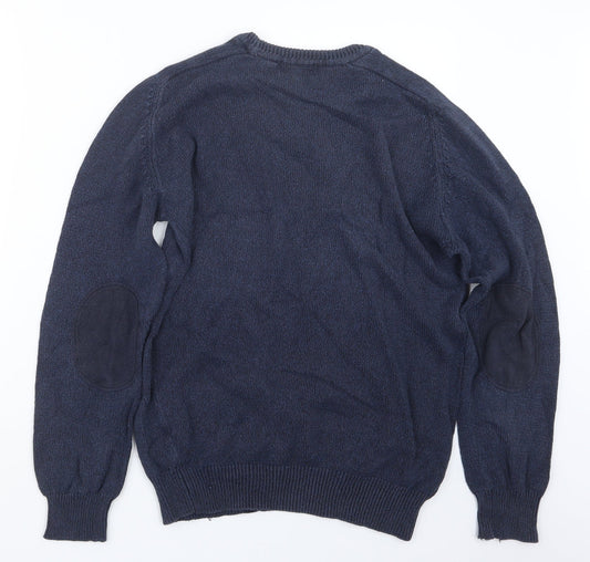 Easy Mens Blue Knit Pullover Jumper Size S