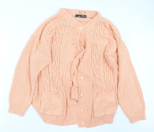 Womens UK Size M PINK Pink Cardigan Jumper