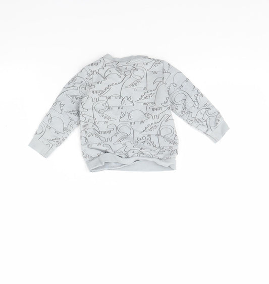 TU Baby Grey Animal Print Pullover Jumper Size 6-9 Months - Dinosaur