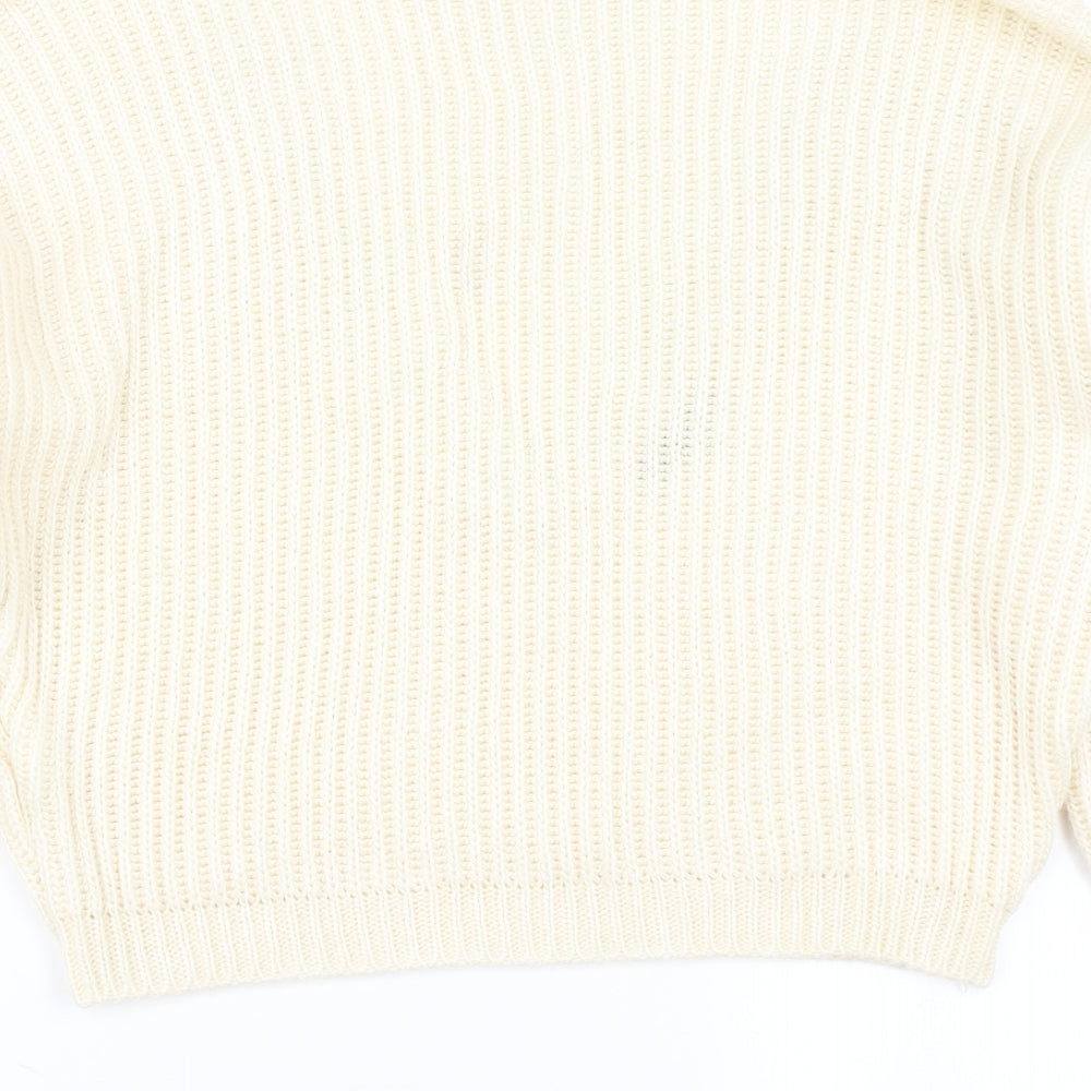 Womens UK Size M Boohoo White Pullover Jumper