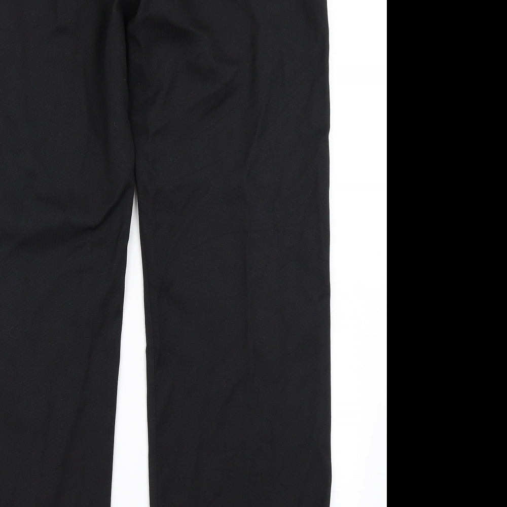 Brand and care label for George men’s black dress pants trousers, size 34, in, 29-inch leg
