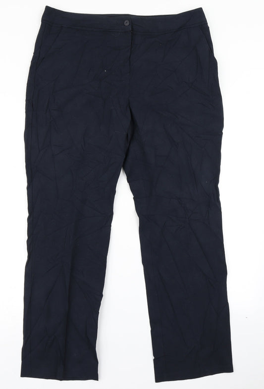 Womens UK Size 14 M&S Collection Regular Fit Dress Pants Blue Trousers