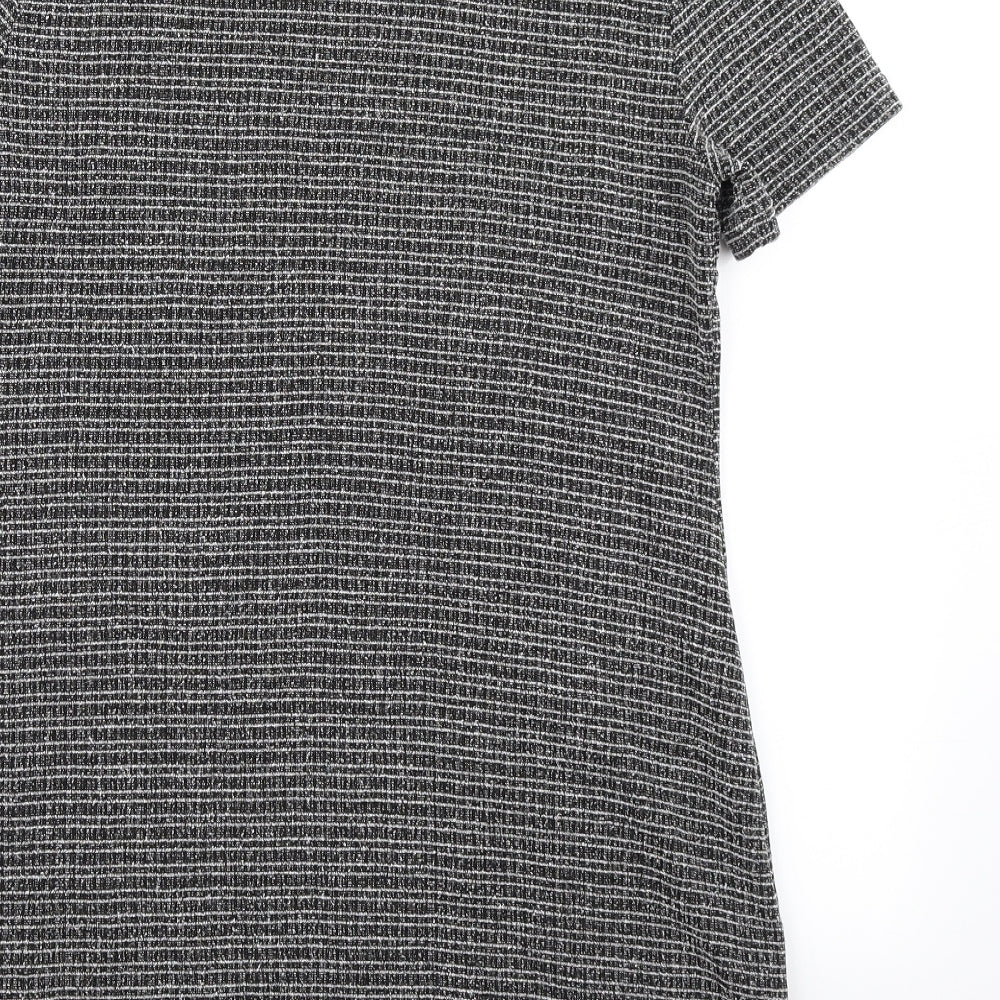 Brand and care label for Dorothy Perkins women’s grey a-line, size UK 10
