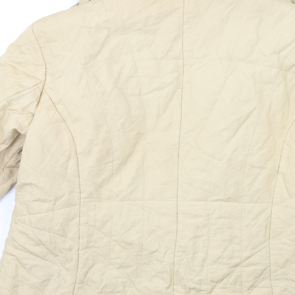 Brand and care label for Gerry Weber women’s beige puffer jacket coat, size UK 14