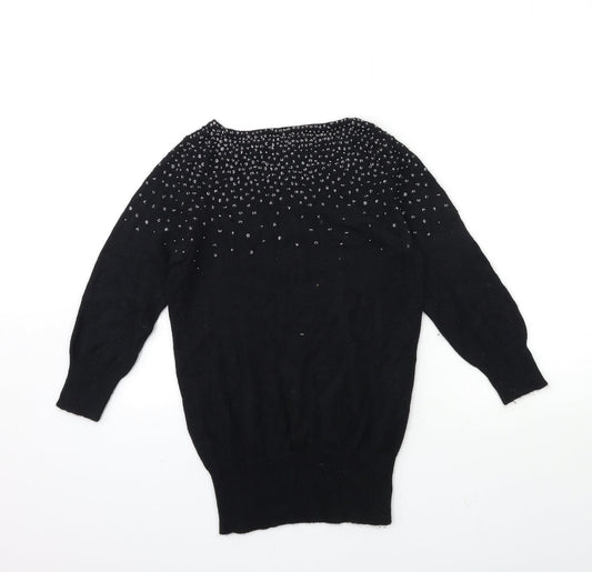 Womens UK Size XS Oasis Black Pullover Jumper