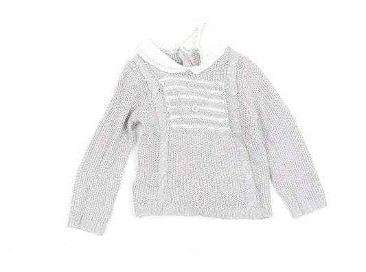 Bonjour Bebe Girls Grey Pullover Jumper Size 0-3 Months