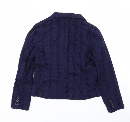 M&S Womens Blue Floral Jacket Suit Size 12