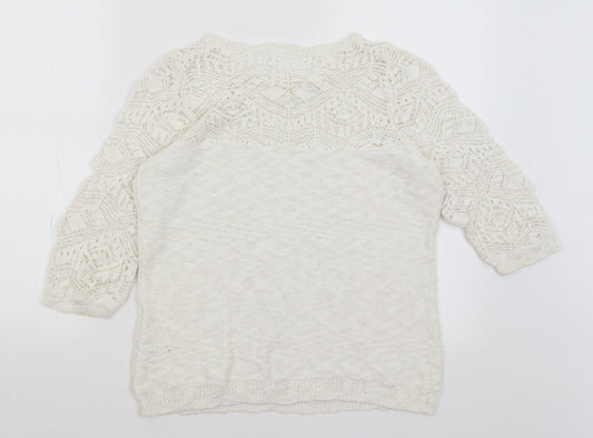 Womens UK Size 16 Preworn White Pullover Jumper