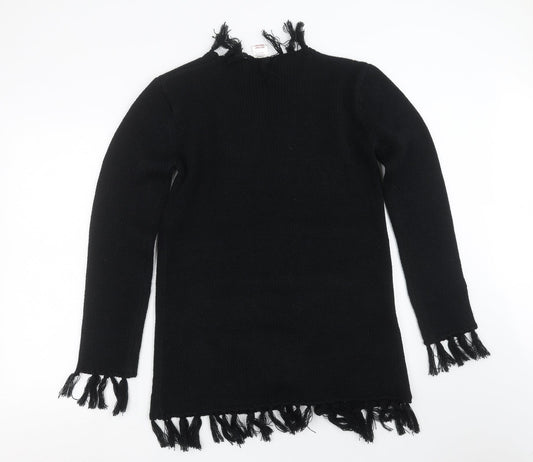 Embargo Girls Black Knit Cardigan Jumper Size 13 Years - Tassles