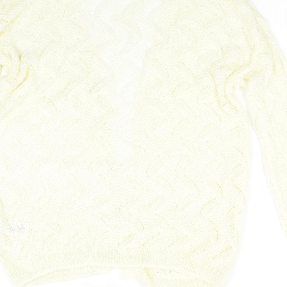 Brand and care label for Primark women’s ivory knit cardigan jumper, size UK 8