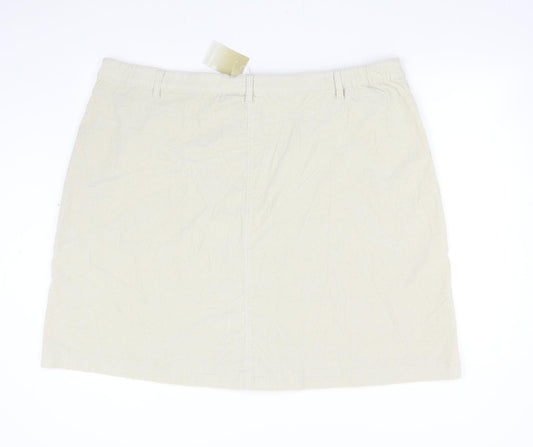 Back view of Anthology women’s beige corduroy mini skirt, size UK 30