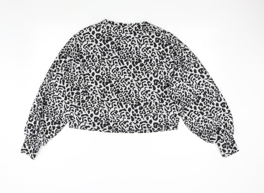 George Womens Grey Animal Print Pullover Jumper Size S