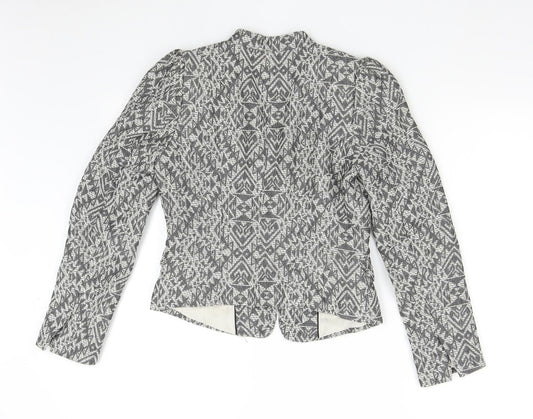 H&M Womens Grey Geometric Jacket Blazer Size 8