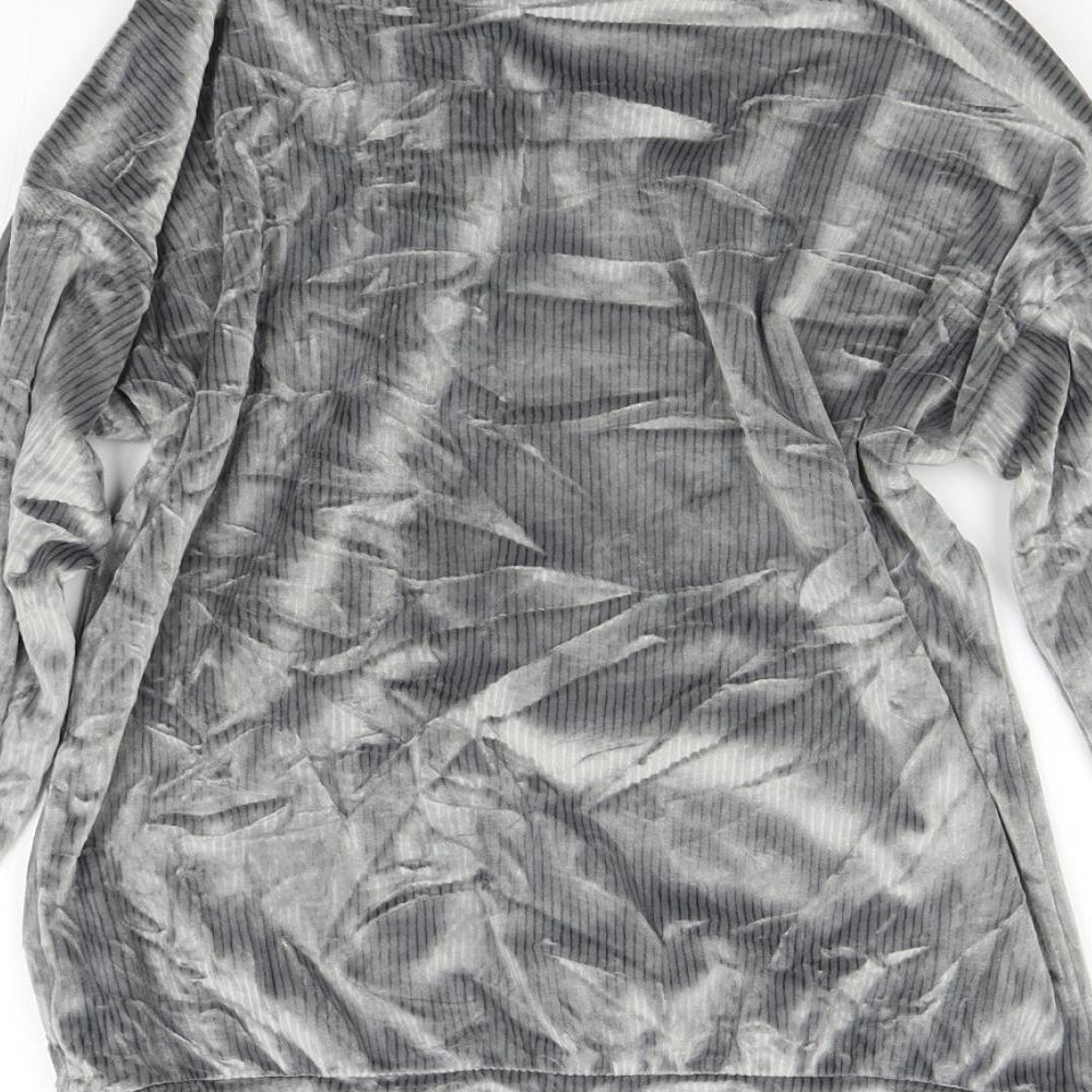 Nutmeg Womens Grey  Velour Pullover Jumper Size 8