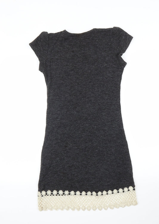 Select Womens Grey Floral A-Line Size 8