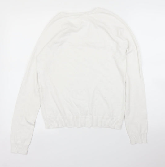 Womens UK Size L Preworn White Pullover Jumper