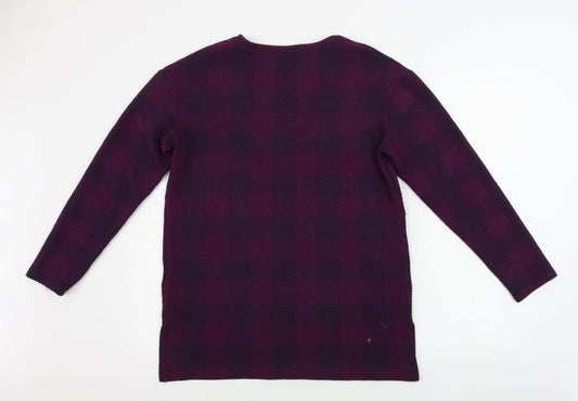 Marks and Spencer Womens Purple Check Jumper Dress Size 12